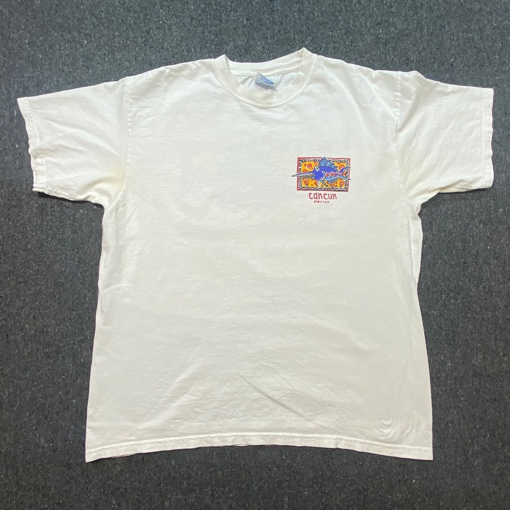 Yazbek Cancun Mexico T Shirt XL Mens White Graphic Billfish Marlin Souvenir Tee